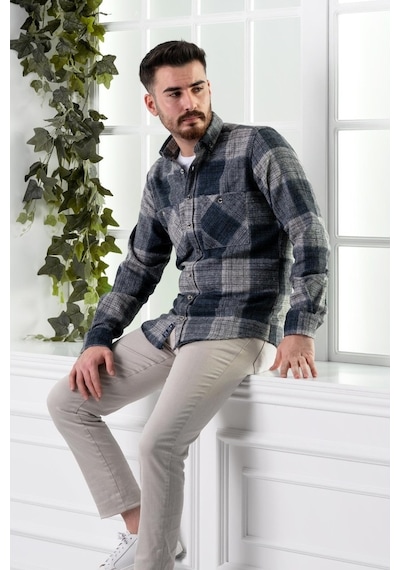 Dorss Slimfit Çift Cepli Ekoseli Erkek Oduncu Gömlek (516481561)