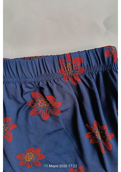 Mataş Kadın Desenli Bambu Viskon Uzun Kollu Soft Örme Mevsimlik Yumuşak Pijama Takımı Kırmızı