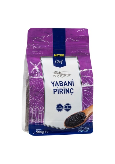 Metro Chef Yabani Pirinç 500 G - Yüksek Lifli, Glutensiz Siyah Pirinç Tarı