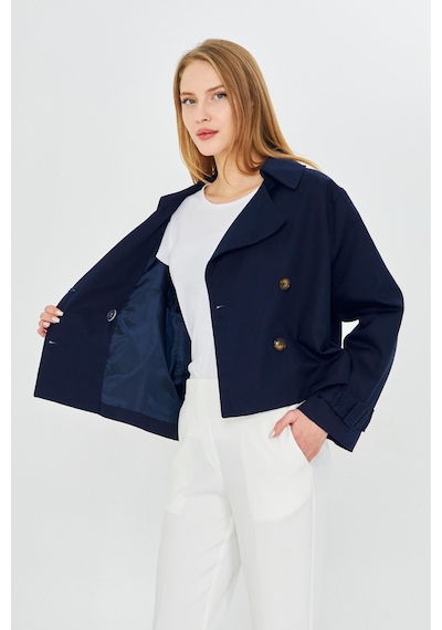 Pastelastore %100 Pamuk Gabardin Astarlı Oversize Geniş Kalıp Kadın Crop Kısa Trençkot 1122 Lacivert Pastelastore %100 Pamuk Gabardin Astarlı Oversize Geniş Kalıp Kadın Crop Kısa Trençkot 1122 Lacivert