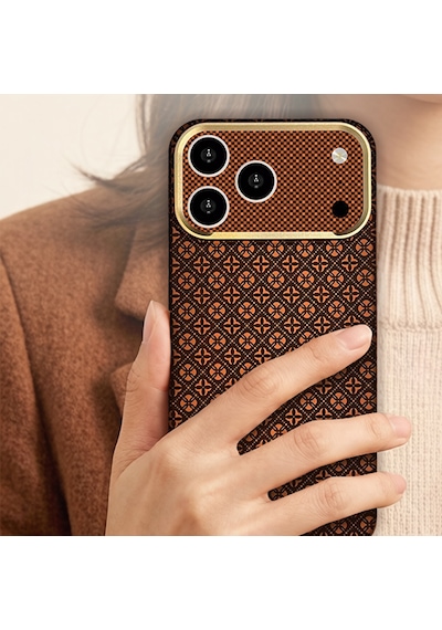 Apple iPhone Uyumlu 17 Pro Max Kılıf Magsafe Şarj Özellikli Premium Retro Çiçek Desenli Kamera Ve Lens Korumali Velix Sert Pc Kapak Kahverengi