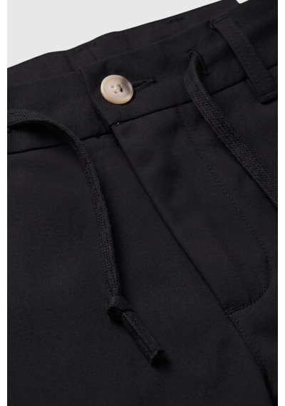 Deepsea Erkek Siyah Slim Fit İpli Kumaş Pantolon Dar Kesim Esnek Smart Casual 2601100