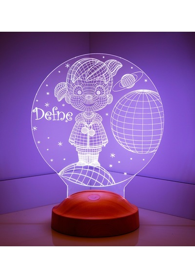 3D Led Lamba 3 Boyutlu Küçük Kız Kişiye Özel Hediye Gecelambası