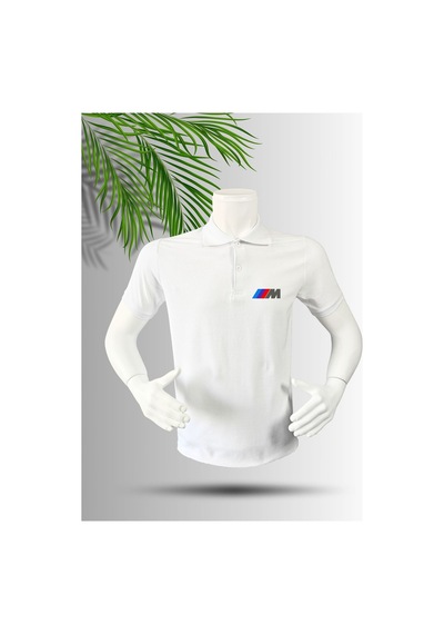 Dafri Spor Araba Severlerin Vazgeçilmezi Pamuklu Polo Yaka T-shirt Beyaz