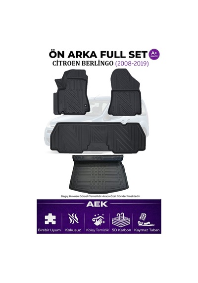 Citroen Berlingo 2008-2019 5d Karbon Paspas Takımı +3d Pvc Bagaj