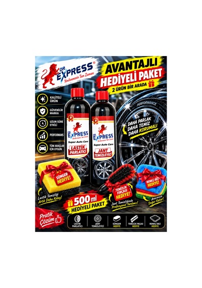 Premium 4'lü Oto Bakım Seti Lastik Parlatıcı Jel Jant Temizleyici Parlatıcı Süngerli Fırçalı Etkili - 631386338