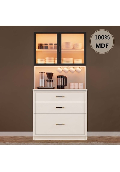 Kardelen Mdf Kahve Köşesi Dolabı Çekmeceli Işıklı Aytaşı