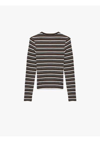 Koton Slim Fit Uzun Kollu Bisiklet Yaka Çizgili Tişört Kahverengi Çizgili 6sak80111ek Kahve Çizgili Koton Slim Fit Uzun Kollu Bisiklet Yaka Çizgili Tişört Kahverengi Çizgili 6sak80111ek Kahve Çizgili
