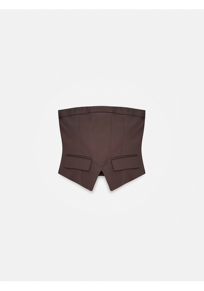 Dilvin 60613 Cep Detaylı Straplez Top-kahve