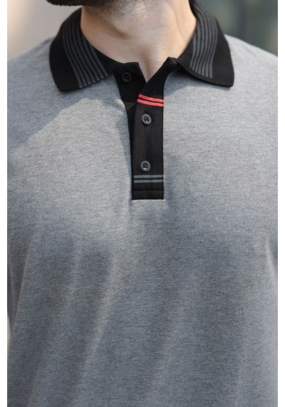 Madmext Antrasit Polo Yaka Erkek T-shirt E7147
