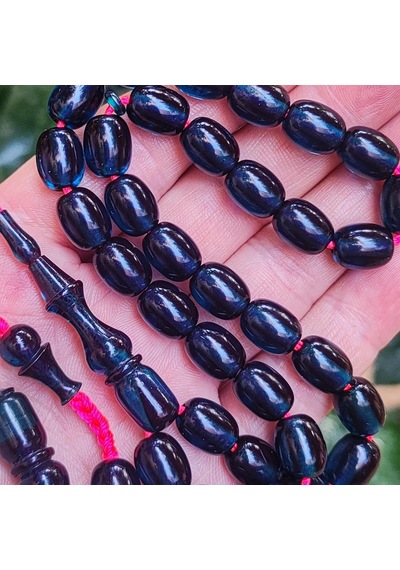 9x11 Mm Şeffaf Delim Lacivert Katalin Tesbih - Ergin Baran Necef