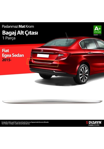 S-dizayn Fiat Egea Sd Krom Bagaj Alt Çıtası 2015 Üzeri A+ Kalite Mat Krom