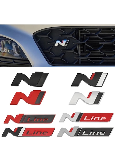 Mat Gümüş A-araba Sticker N Hattı Nline Amblem Rozet Çıkartması Hyundai I20 I30 Kona Tucson Sonata Elantra Veloste