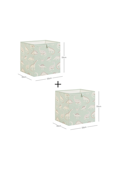 Ocean Home Textile 2'li Çocuk Odası Dinozor Kutu Set 33 X 30 X 33 Cm Mint