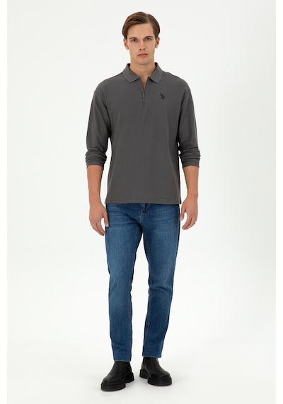 U.S. Polo Assn. Erkek Comfort Fit Yarım Fermuarlı Antrasit Sweatshirt 50293413-VR006