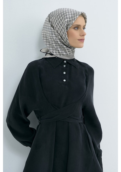 Armine Saf İpek Sura Eşarp-2026 İlkbahar-yaz- 950200d Krem-Siyah