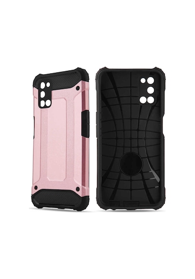 Noktaks - Oppo A92 Uyumlu - Kılıf Çift Katman Zırh Tank Crash Military Kapak - Rose Gold