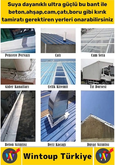 Ultra Güçlü Su Neme Dayanıklı Çok Amaçlı Montaj Onarım İzolasyon Tamir Bantı Sarı 48 Mm X 10 Metre