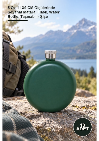 10 Adet Paslanmaz Çelik Matara 5 Oz, 11x9 Cm Ölçülerinde Seyahat Matara, Flask, Water Bottle, Taşınabilir Şişe