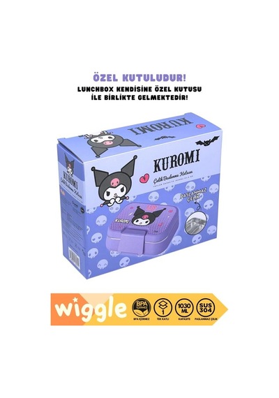 Kuromi Bento Çift Bölmeli Beslenme Kutusu Çelik 3471 Çok Renkli