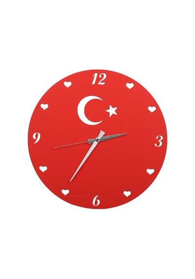 Vedemo Ahşap Duvar Saati Ay Yıldız Beyaz