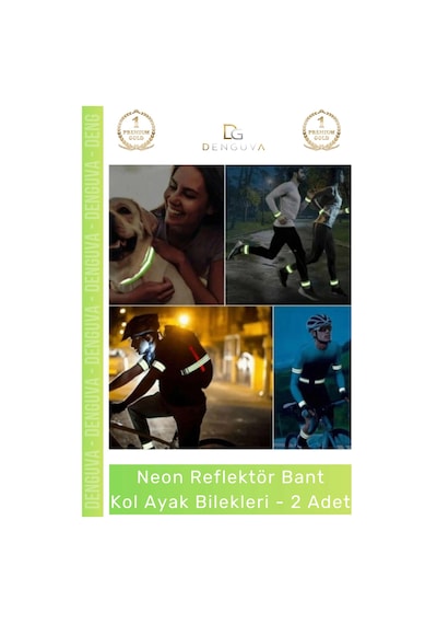 Reflektörbant Neon Sarı Ultra Parlak Gece Güvenliği Esnek Cırtlı Reflektör Bant Kol Ayak Bilek - 2 Çok Renkli