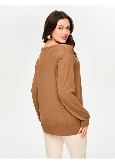 Faik Sönmez Bisiklet Yaka Basic Triko Bluz S26trb018 Us26trb01830 Kahve