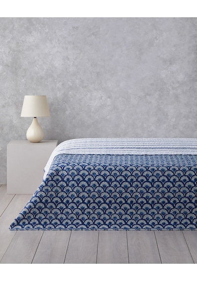 English Home Aquatic Flowers King Size Çok Amaçlı Örtü 240x220 Cm Lacivert Lacivert