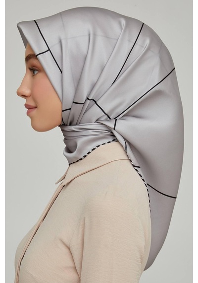 Armine Özel Nostalji Serisi Twill İpek Eşarp Modelleri 8655d-07 gri