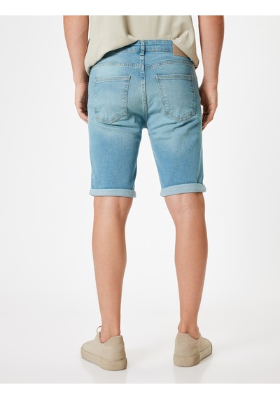 Koton Slim Fit Kot Şort Bermuda Katlamalı Paça Cep Detaylı Pamuklu Açık İndigo 4sam40030ıd Açık İndigo