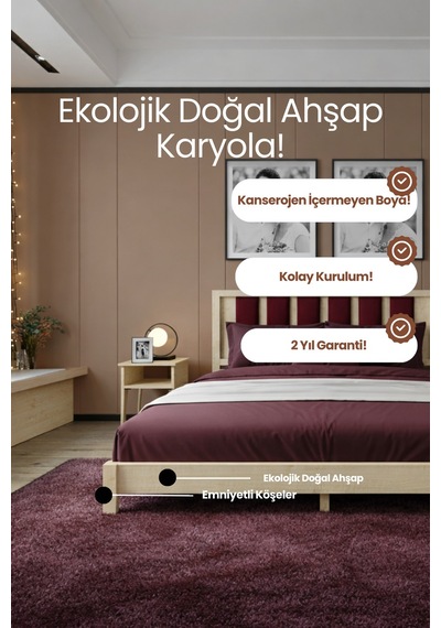 Renazzo Ori On Bordo Puf Başlıklı Masif Ahşap Karyola Vernik 140x190 Vernik - 140 X 190 Renazzo Ori On Bordo Puf Başlıklı Masif Ahşap Karyola Vernik 140x190 Vernik - 140 X 190