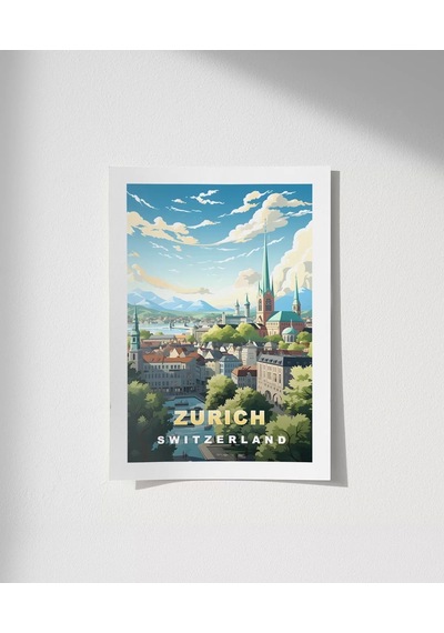 Çerçevesiz Poster Zürih İsviçre Şehir Manzarası