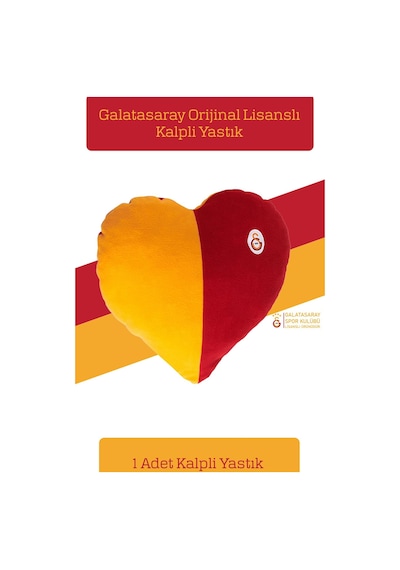 Galatasaray Lisanslı Uzun Kol Bebek Body Zıbın & Sarı Kırmızı Kalpli Yastık Set Kırmızı