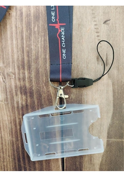 One Life One Chance Siyah Kalp Ritmi Kart Askısı Yaka Kartı Boyun Askı İpi Telefon Askısı