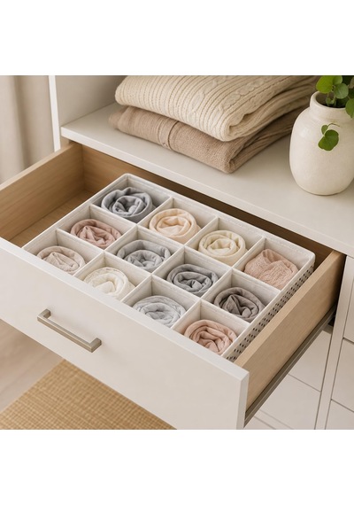12 Bölmeli Çekmece Düzenleyici Organizer Çorap, İç Çamaşırı Ve Aksesuar Saklama Kutusu 31 X 25 X 12 Cm Diğer