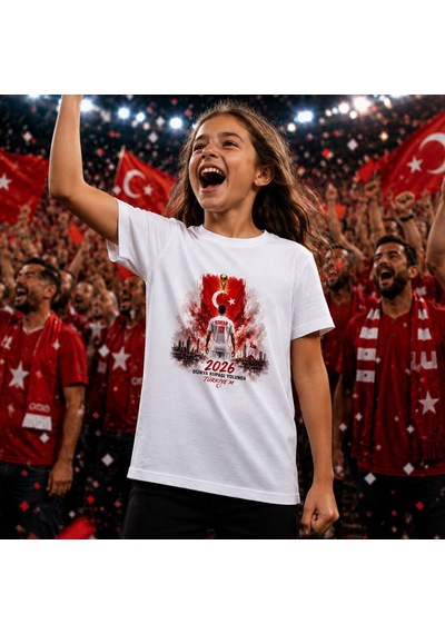 Bk Gift Kişiye Özel Türkiye Taraftar Temalı 2026 Dünya Kupası Tasarımlı Baba&kız Tişört Seti-3, Tek Yürek Milli Takım Ruhu