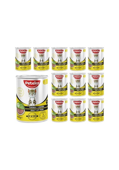 Yetişkin Kedi Tavuklu Pate 400 Gr X 12 Adet 100 G