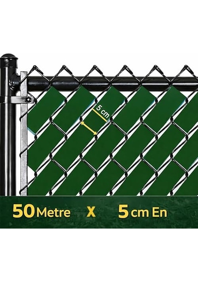 Tel Koruma Kapatma Gizlilik Pvc Çit Şeridi 50 Metre 5cm Yeşil