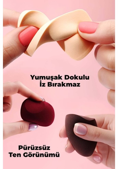 20 Li Makyaj Sünger Seti Damla & Kesik Sünger, Pudra Pufları, Far Aplikatörü, Toka Hediyeli