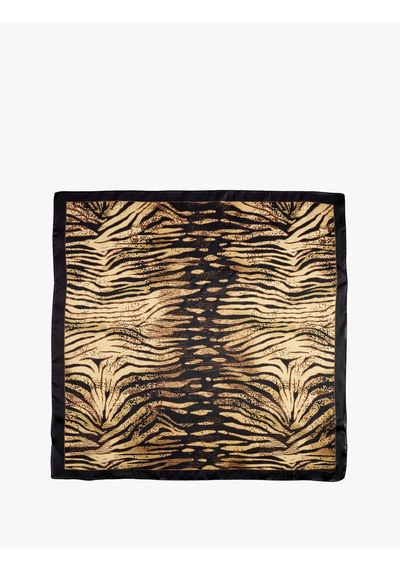 Koton Zebra Desenli Kontrast Çerçeveli Saten Kare Fular Multıcolor 7wak50343aa Mavi