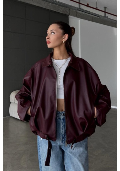 Karabulut Kadın Oversize Deri Ceket Oversize Relax Fit, Fermuarlı Kemer Detaylı Günlük Kadın Ceket Bordo Bordo Karabulut Kadın Oversize Deri Ceket Oversize Relax Fit, Fermuarlı Kemer Detaylı Günlük Kadın Ceket Bordo Bordo