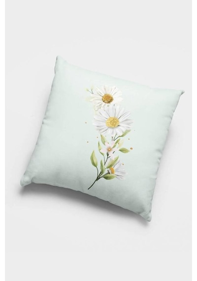 Buz Mavisi Çiçekli Çift Taraf 4'lü Set Kırlent Kılıfı 4kr001n11