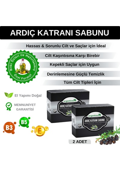 Organicsun Doğal Ardıç Katranı Sabunu 2 x 140 G