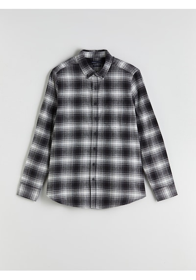 Lcwaıkıkı Classic Siyah Regular Fit Uzun Kollu Ekose Poplin Erkek Gömlek