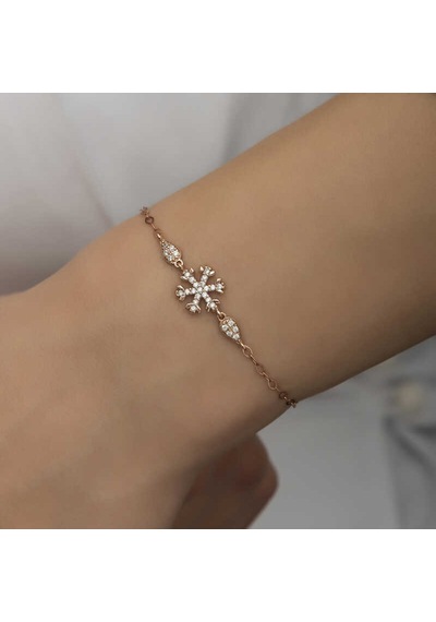 925 Ayar Gümüş Rose Kar Tanesi Kadın Bileklik