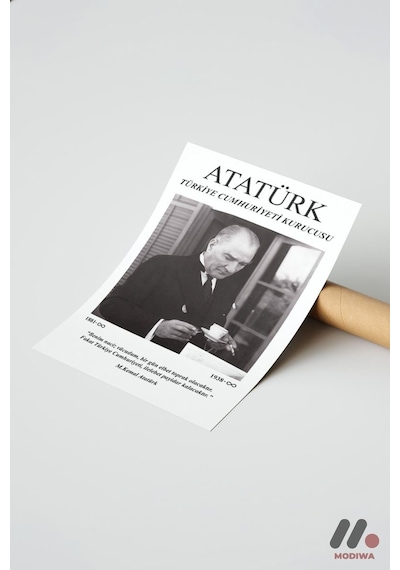 Atatürk Portre Posteri, Çerçevesiz Yüksek Kalite Duvar Afişi - Sevdiklerinize Özel Hediye