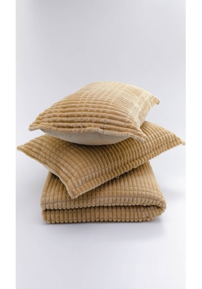 Merinos Modern Line 3 Parça Battaniye Seti - Hardal (544757624) Hardal