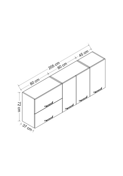 Minar 205 Cm Mutfak Dolabı Beyaz 205-B2-Üst Modül Beyaz