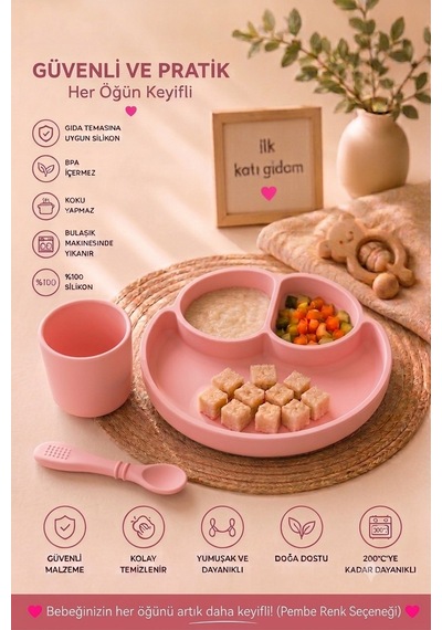 Vakum Tabanlı Mama Seti Kaymaz & Güvenli Beslenme