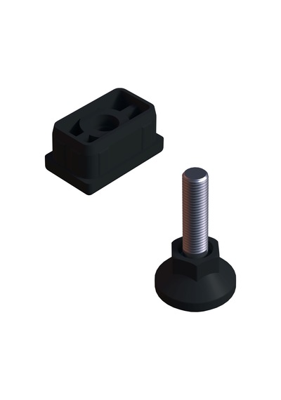 Cateksss 30x50 Mm Plastik Rotil Ayak - Profil Ayağı Tezgah Ayarlı Ayak Siyah - 12 Li Paket